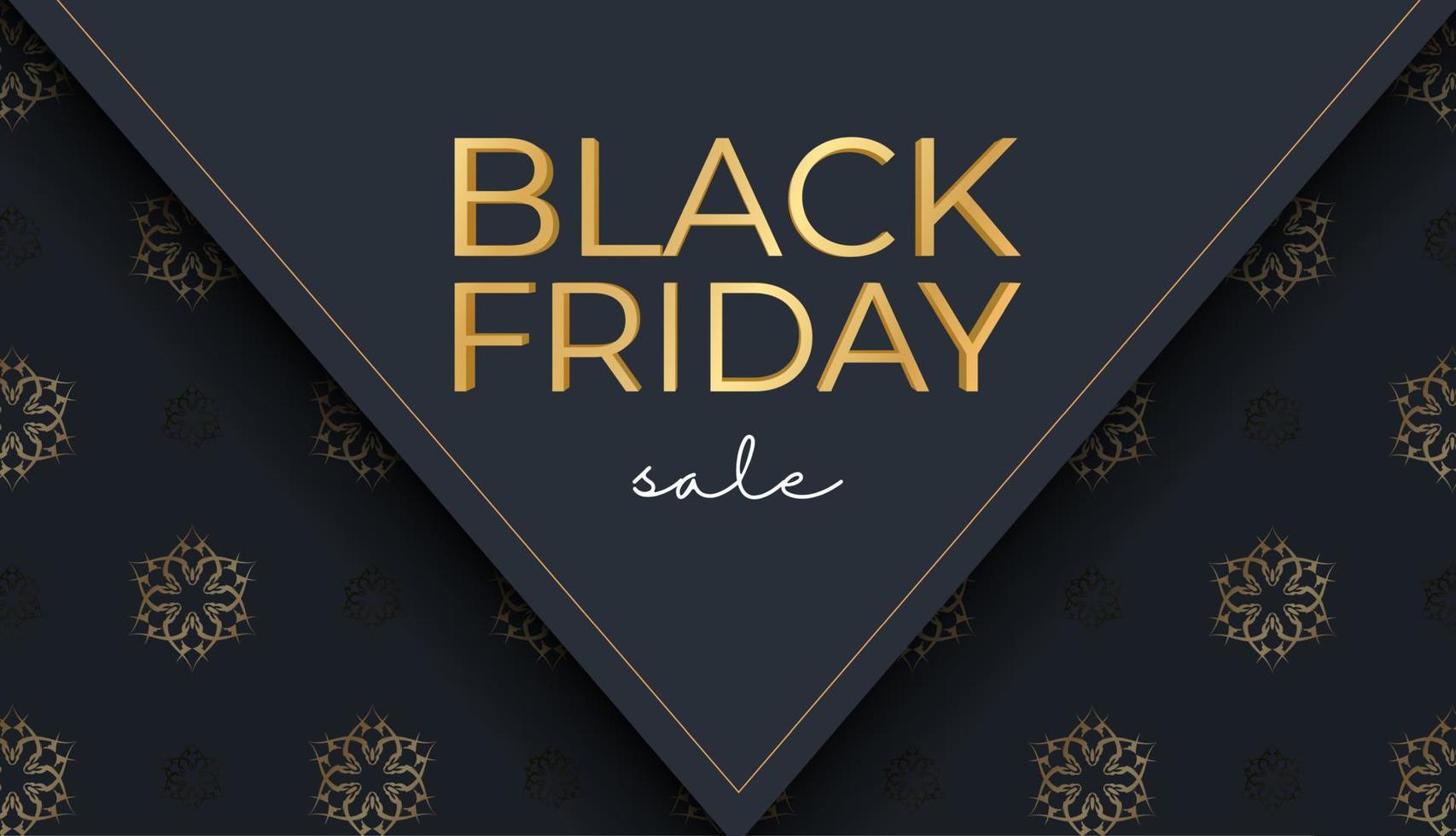 baner black friday em azul escuro com padrão de ouro vintage vetor