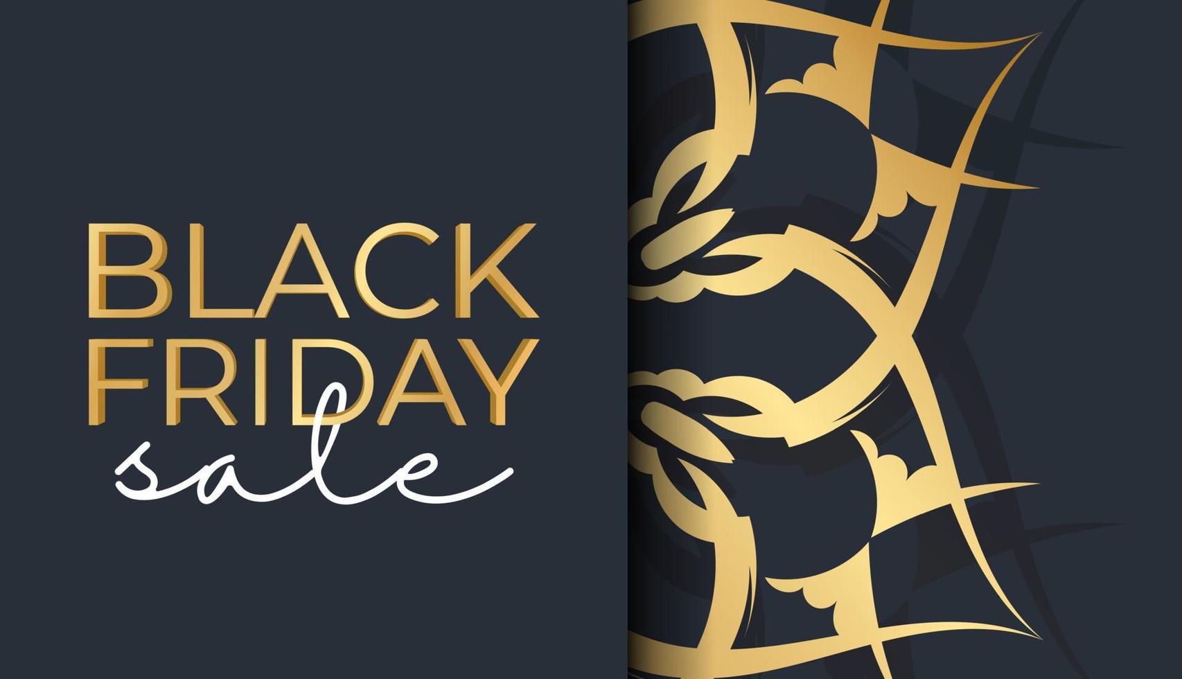 baner black friday venda azul marinho luxo ouro padrão vetor