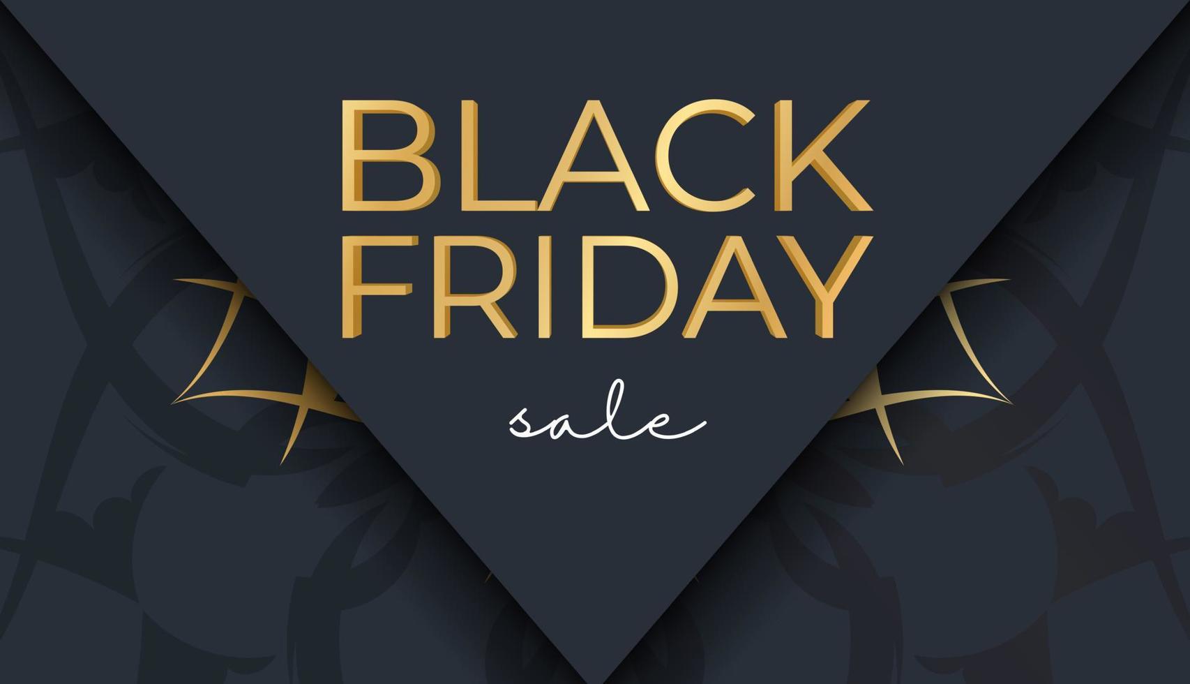 baner black friday em azul escuro com ornamento de ouro vintage vetor