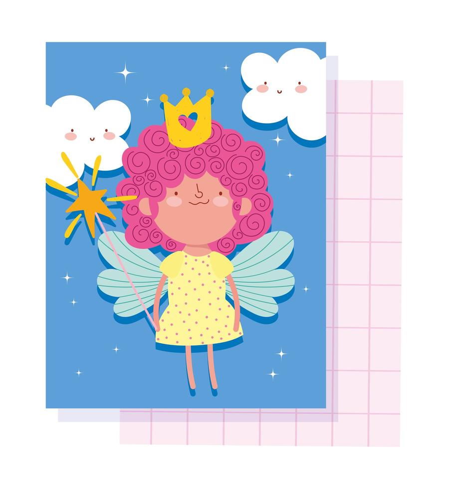 cartão da pequena fada princesa vetor