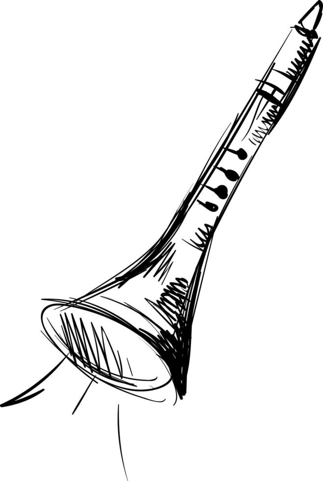 desenho de clarinete, ilustração, vetor em fundo branco.