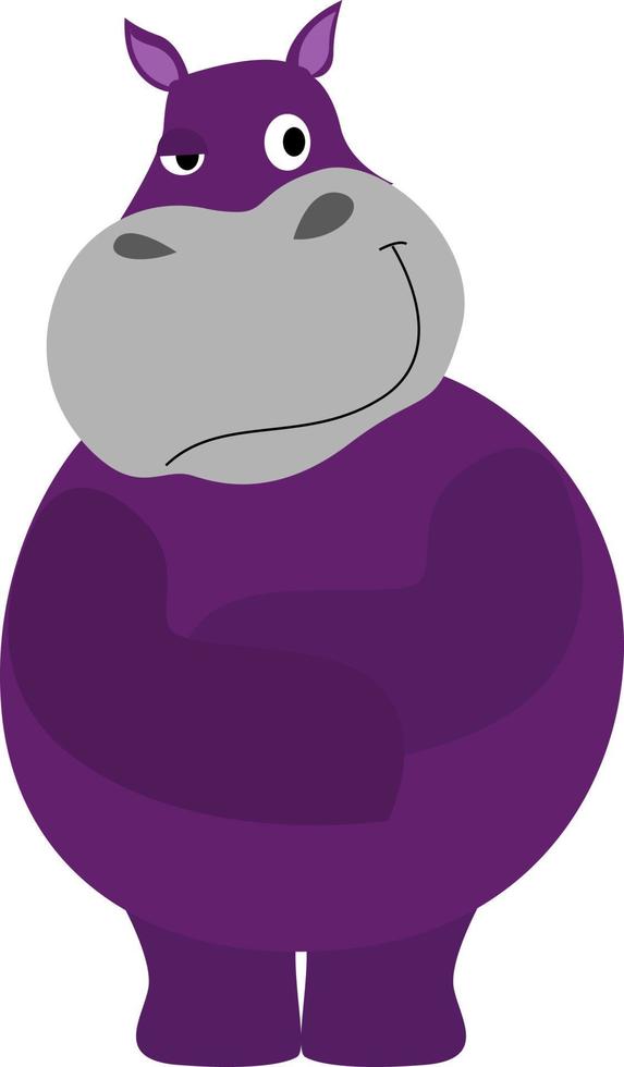 hipopótamo roxo, ilustração, vetor em fundo branco.