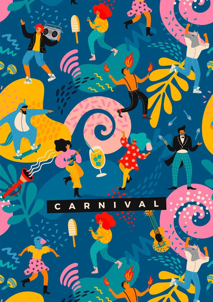 desenho abstrato colorido para celebração de carnaval vetor
