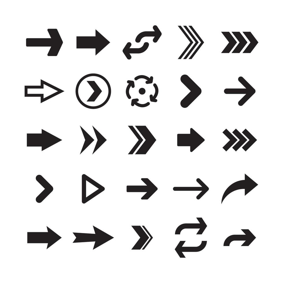 ícones de seta. setas de pictograma direcionais simples. vetor