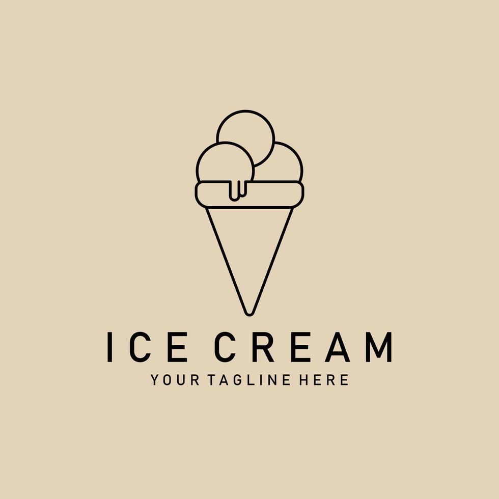 logotipo de arte de linha de sorvete, ícone e símbolo, design de ilustração vetorial vetor