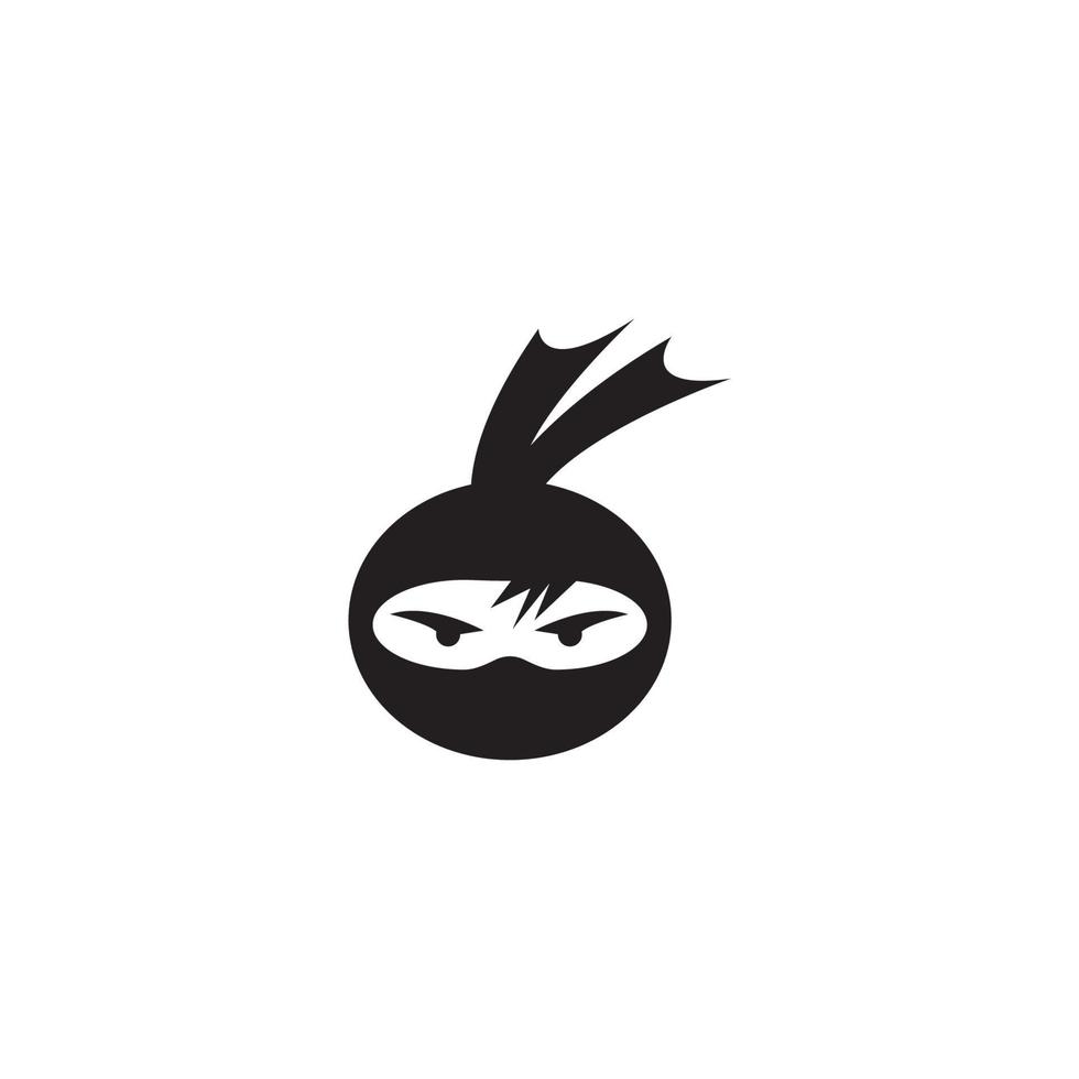ícone de guerreiro ninja. ilustração de logotipo de cabeça ninja preta simples vetor