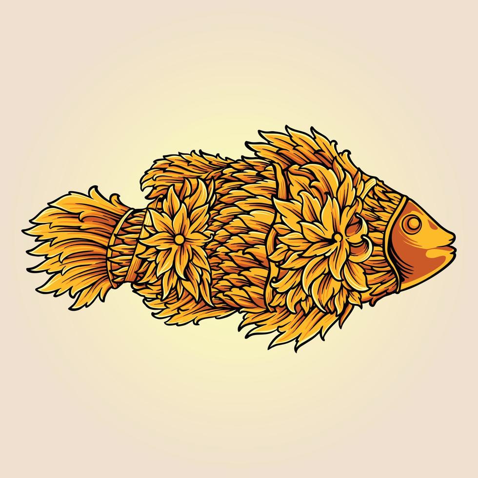 ilustração clássica de ornamento de peixe elegante vetor