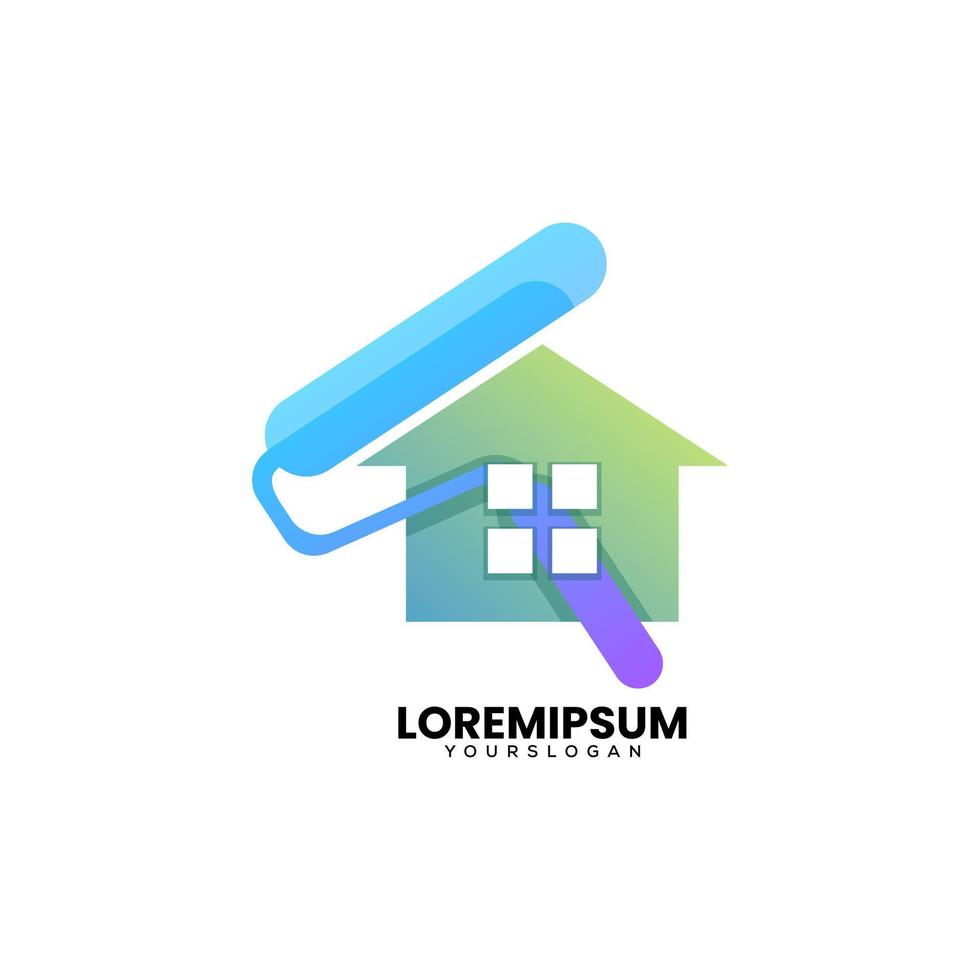 ilustração de logotipo vetorial pintura em casa gradiente colorido estilo vetor