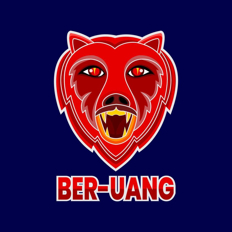 logotipo mascote, esports, urso vermelho, adequado para as necessidades de logotipos comunitários, marcas, camisetas e outros vetor
