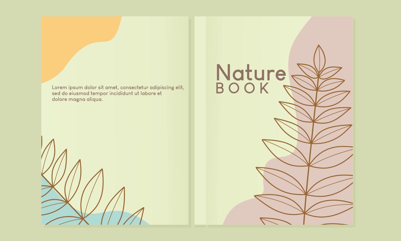 fundo de capa de página de estilo botânico set.abstract com elementos de folha de arte de linha.para cadernos, planejadores, brochuras, livros, catálogos etc. vetor