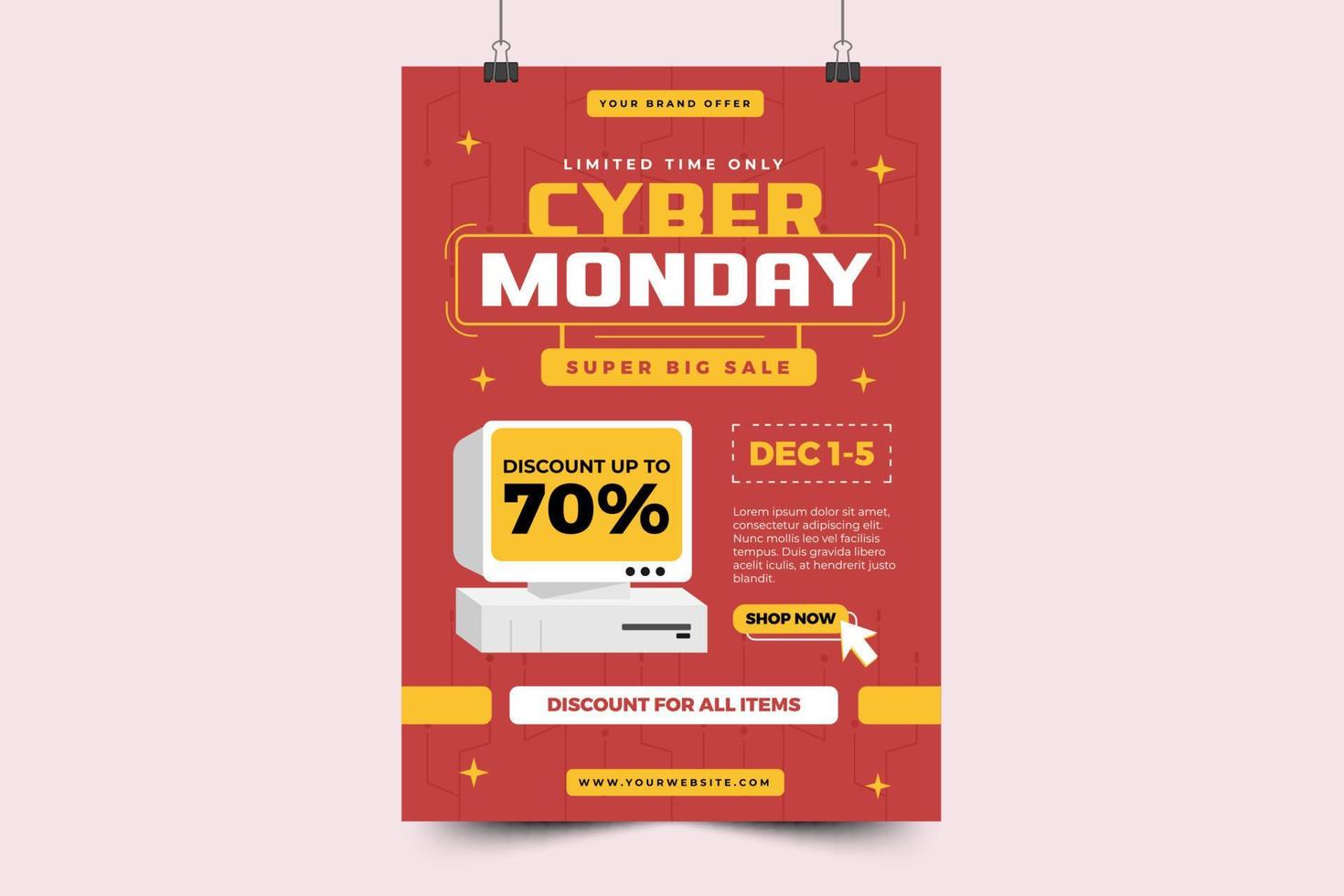 cartaz de cyber segunda-feira ou modelo de design de folheto vetor