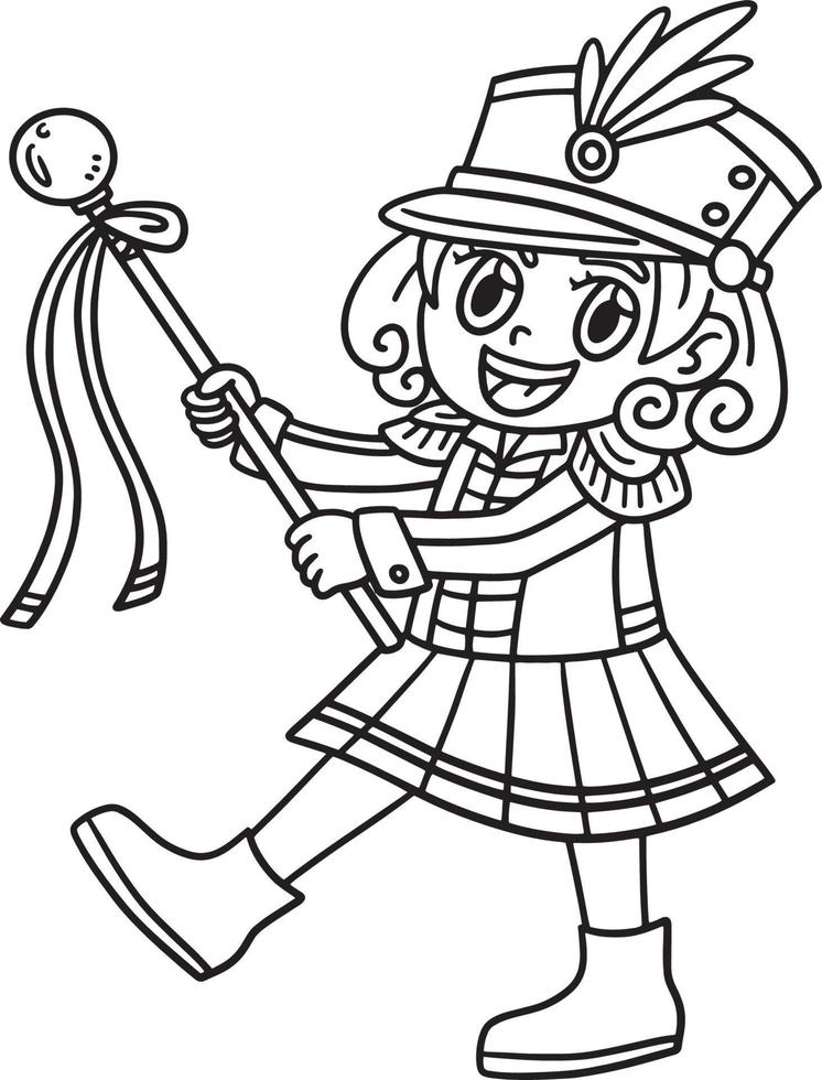 desenho de mardi gras majorette isolado para colorir vetor