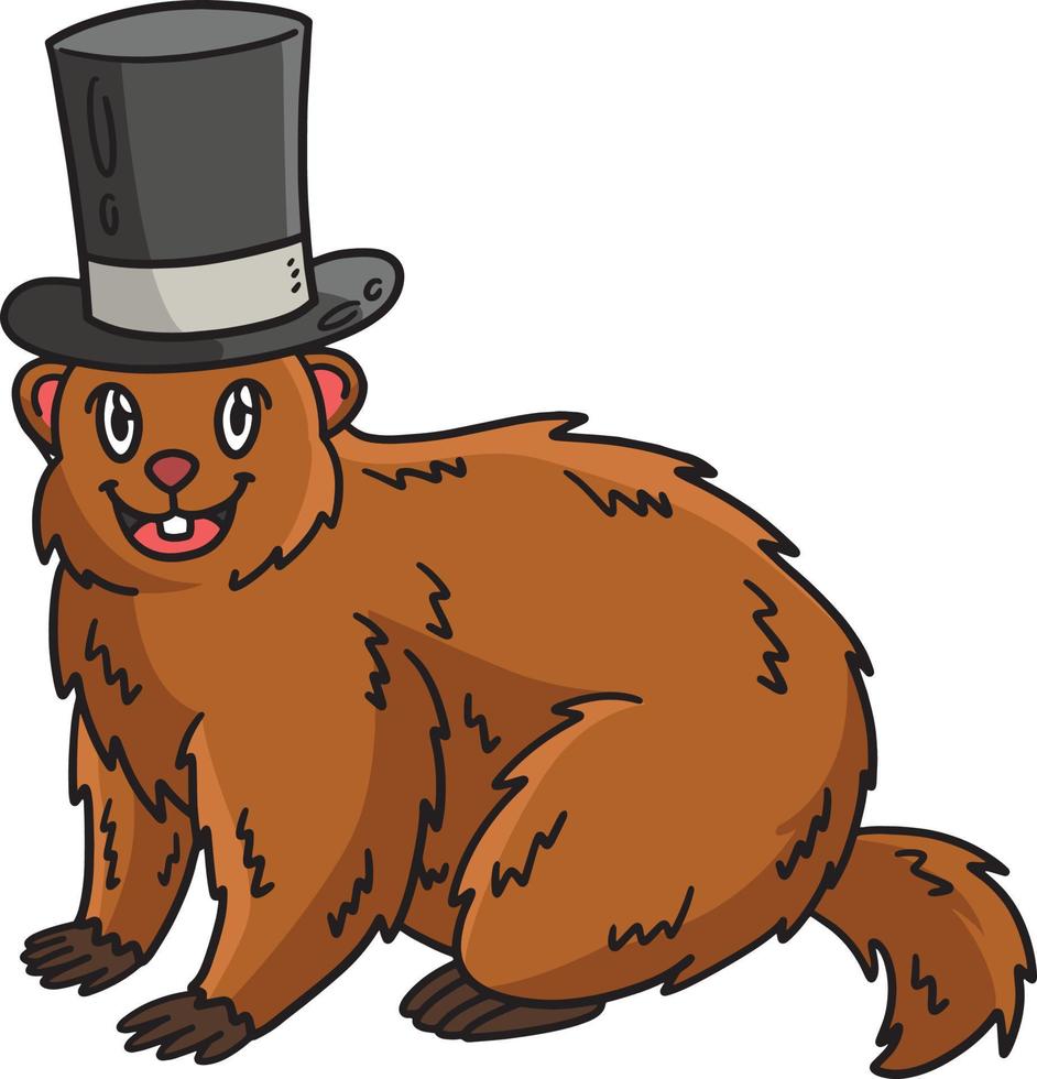 marmota com cartola clipart colorido dos desenhos animados vetor