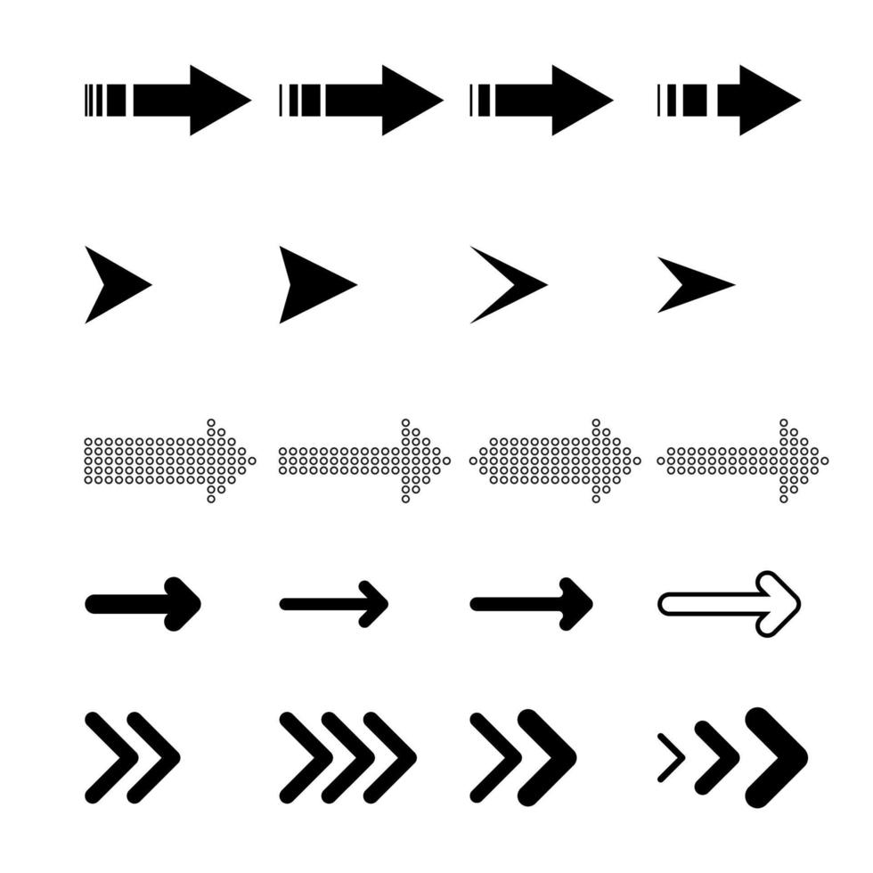 coleção de vetores de setas com estilo elegante e cor preta.