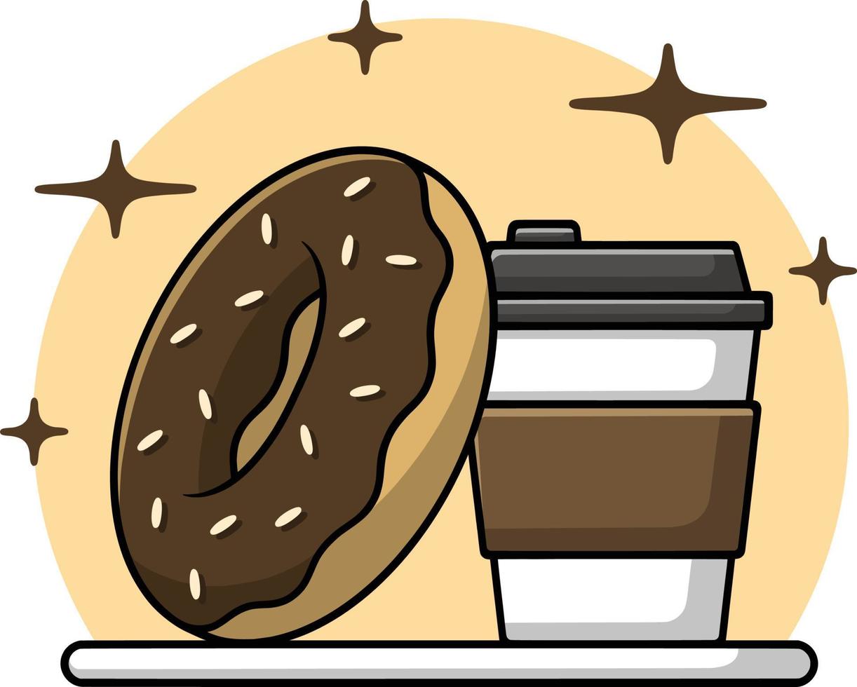 ilustração simples de rosquinha de café vetor