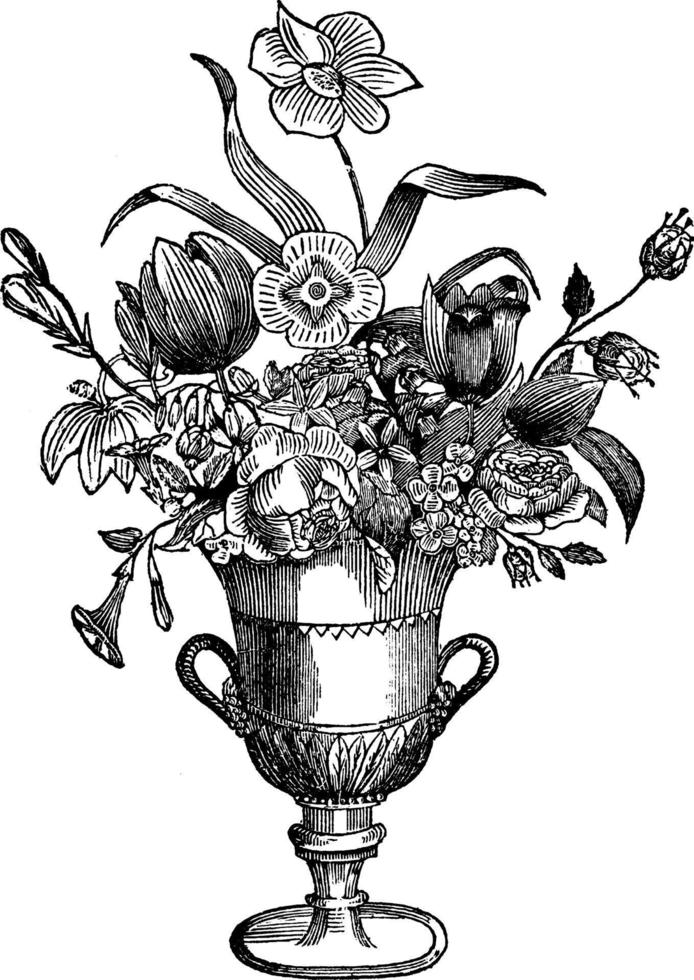 vaso de flores, ilustração vintage. vetor