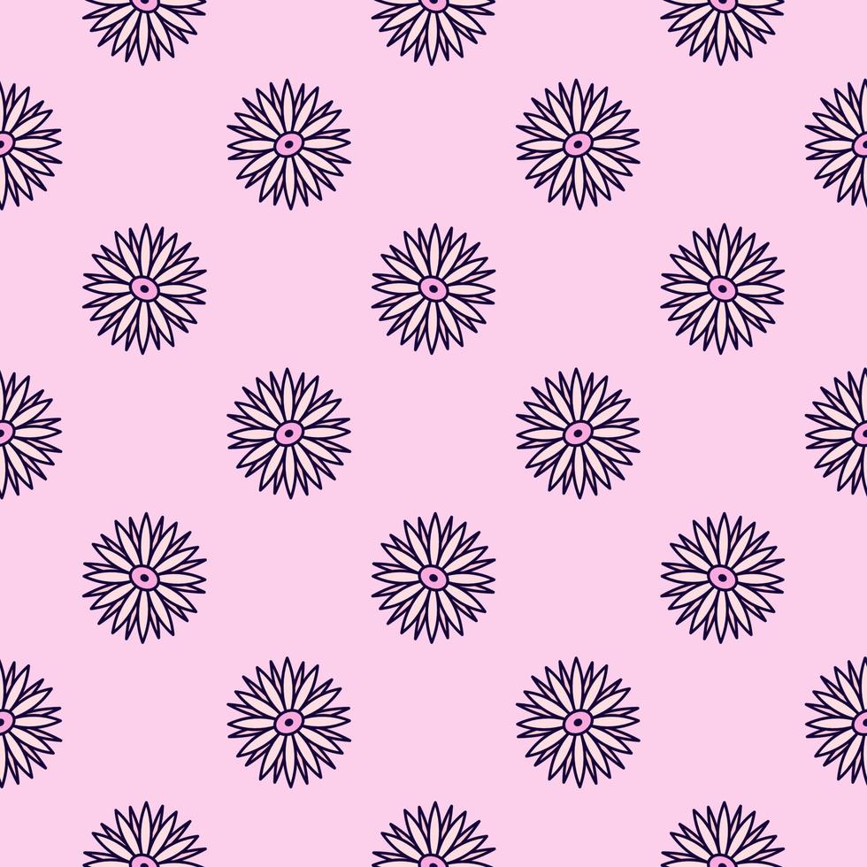 flor mínima, padrão sem emenda em fundo rosa. vetor