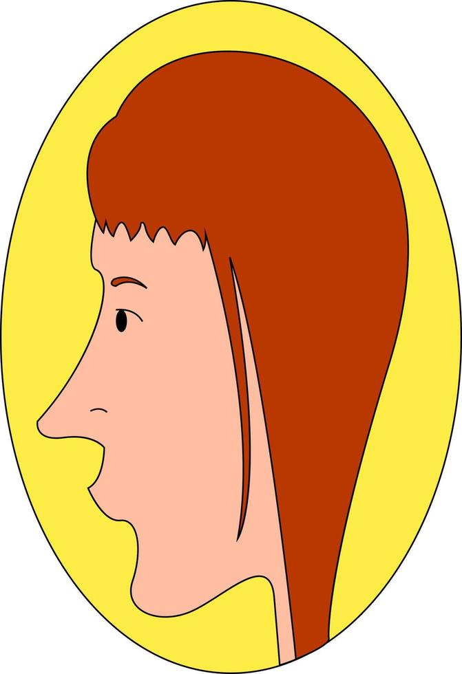 perfil de menina com cabelo vermelho, ilustração, vetor em fundo branco
