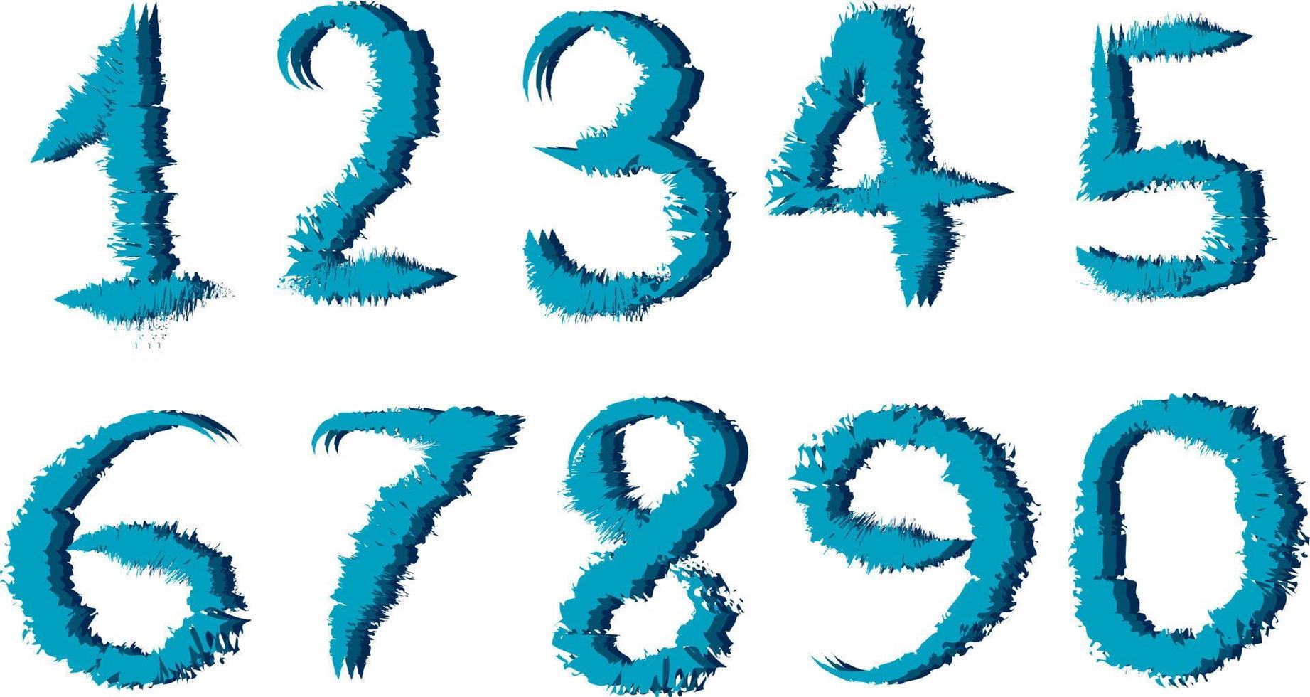 números azuis, ilustração, vetor em fundo branco.