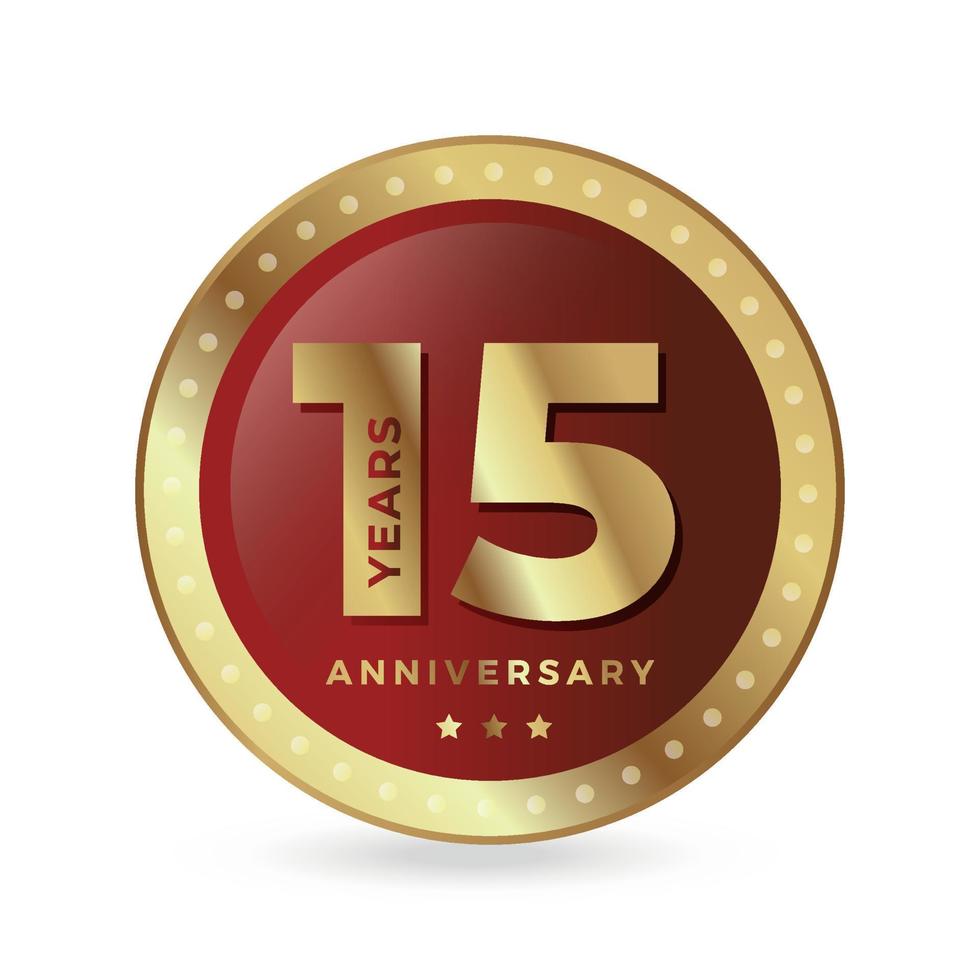 15º décimo quinto aniversário comemorando ícone logotipo rótulo vetor evento escudo de cor dourada
