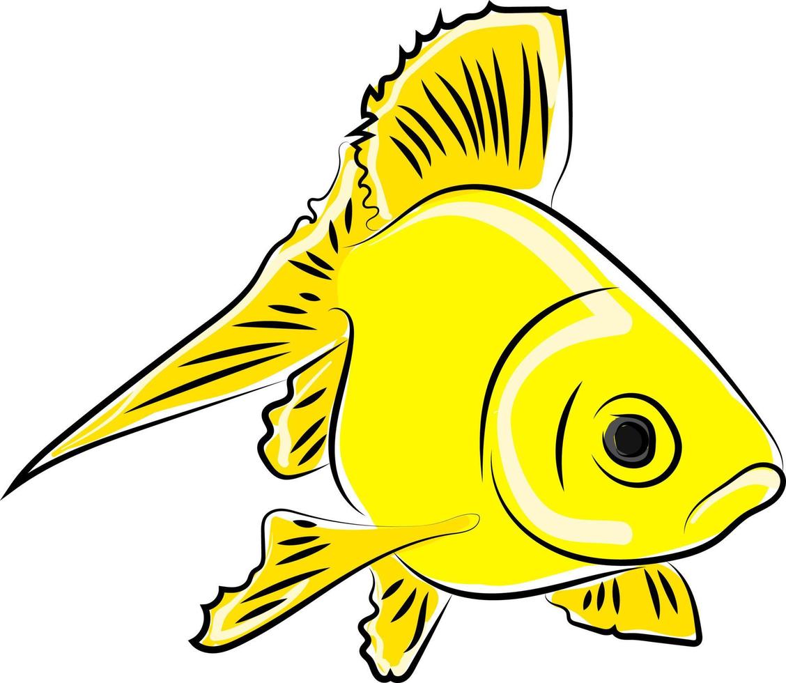 peixe amarelo, ilustração, vetor em fundo branco.