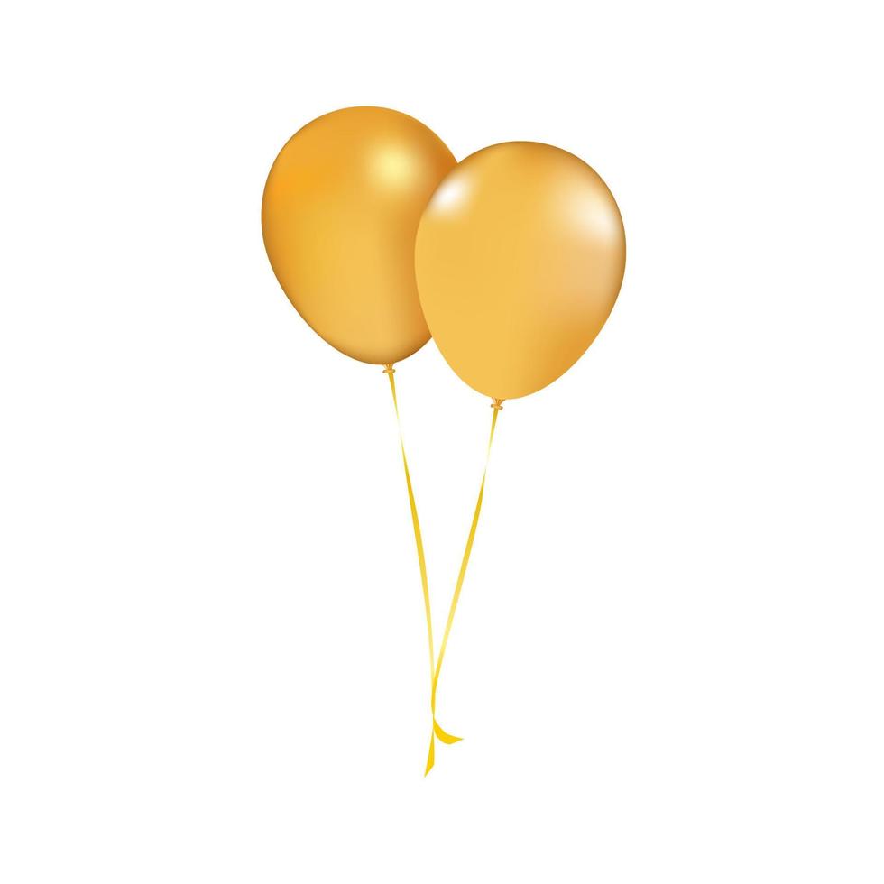 aniversário muitos balões amarelos sobre fundo branco, renderização 3d vetor
