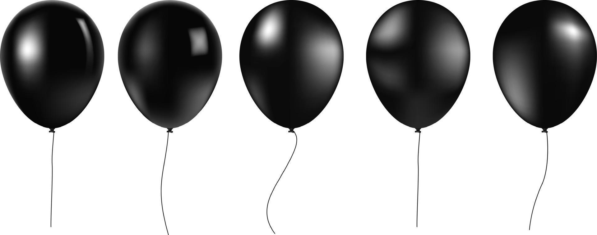 conjunto de balão preto. ilustração em vetor de bolas brilhantes coloridas brilhantes. esfera de ar 3d realista isolada no fundo branco. grande coleção de diferentes balões agradáveis. elementos de design