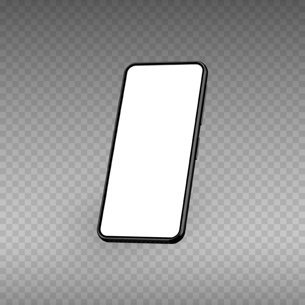 perspectiva de maquete de smartphone preto sobre fundo branco. ilustração vetorial realista vetor