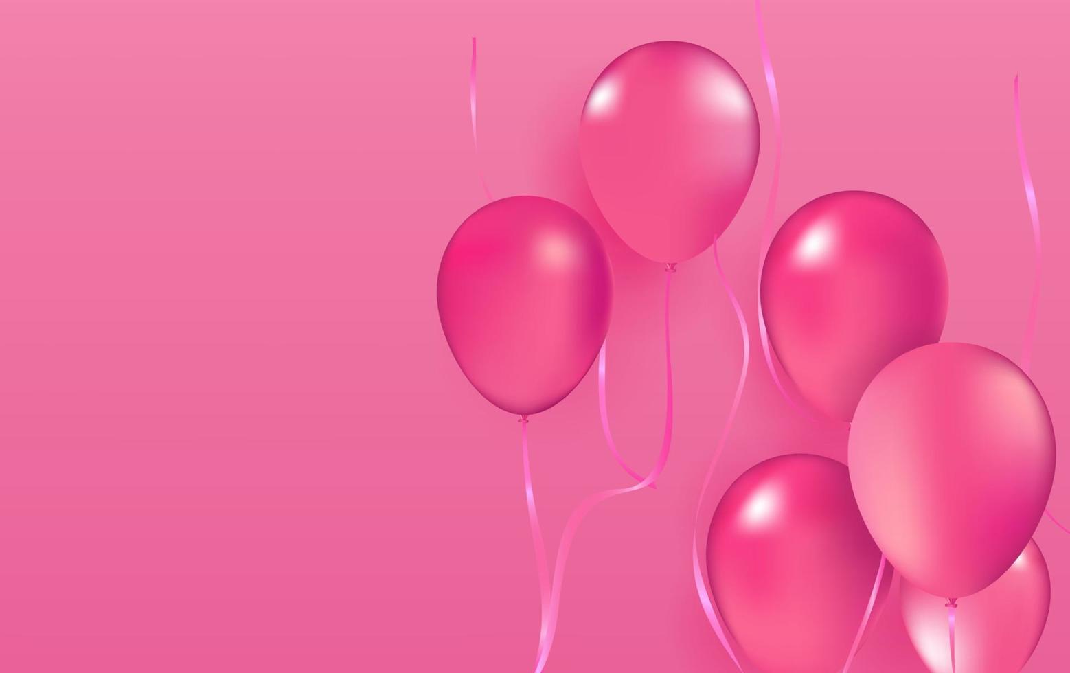 realista vector festa balões rosa romântico amor elegância dia dos namorados 14 de fevereiro decoração aniversário celebração elegância cartão design elemento isolado no fundo rosa.