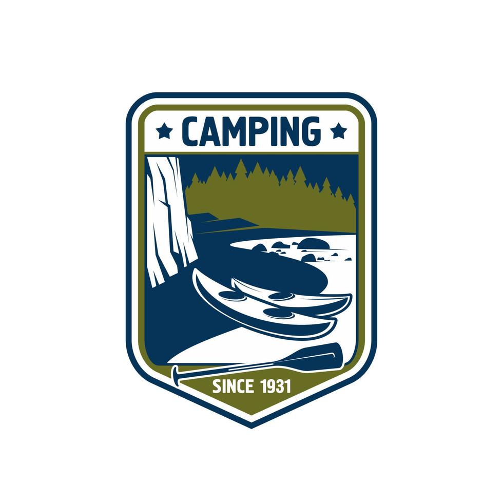ícone de distintivo vetorial para aventura esportiva de acampamento vetor