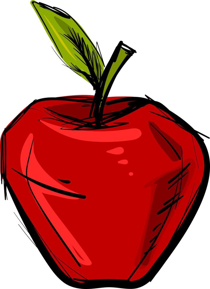 desenho de maçã vermelha, ilustração, vetor em fundo branco.