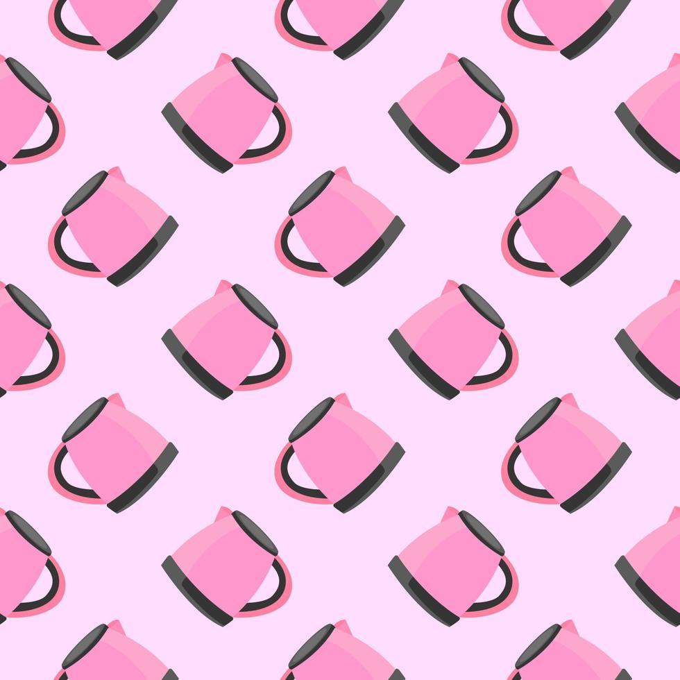 chaleira rosa, padrão sem emenda em fundo rosa. vetor