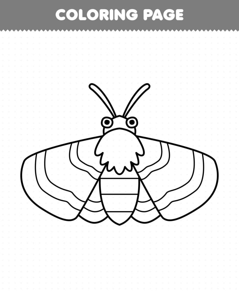 jogo de educação para crianças página para colorir de planilha de bug imprimível de arte de linha de mariposa de desenho bonito vetor