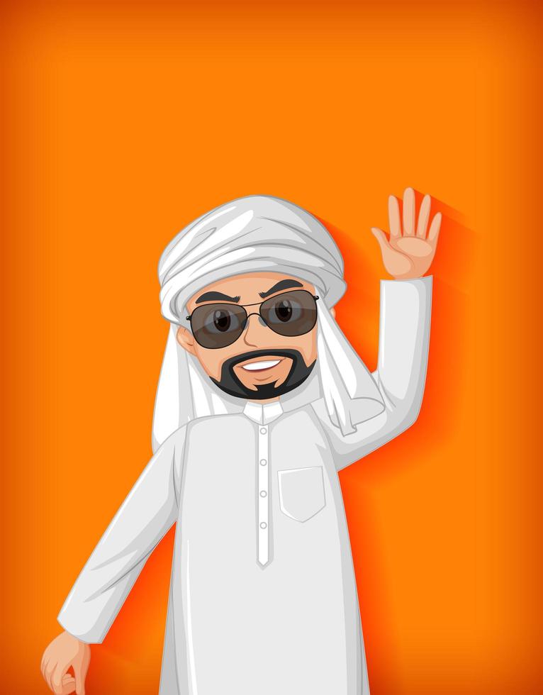 personagem de desenho animado de homem árabe em fundo laranja vetor