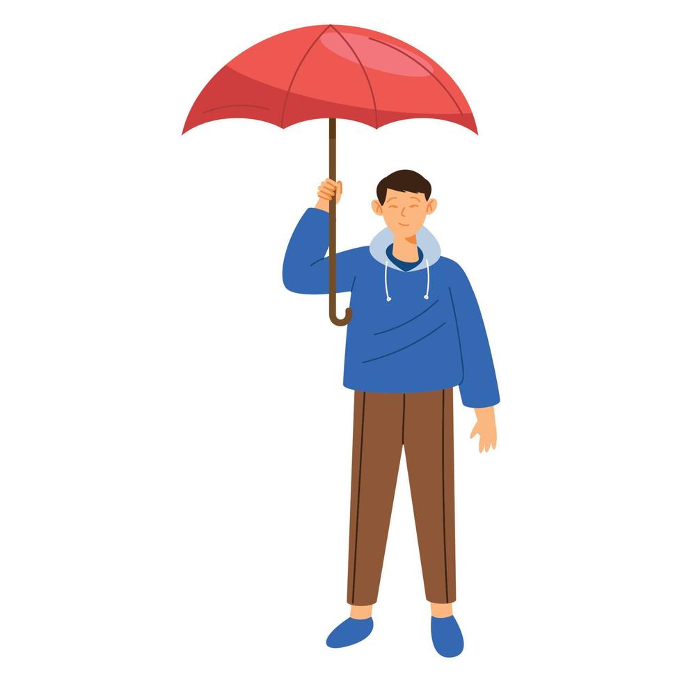homem coreano com guarda-chuva vetor