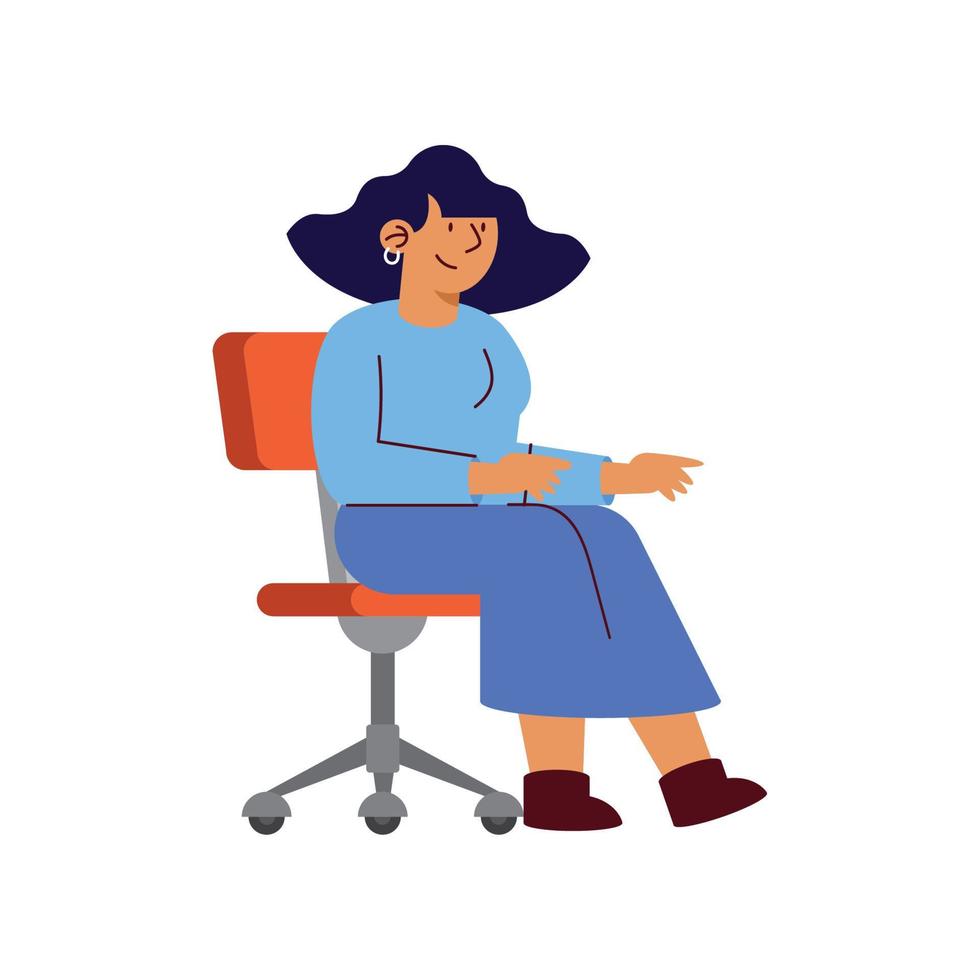 mulher sentada em cadeira de escritório vetor