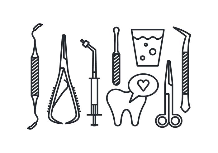 ícones do vetor da ferramenta do dentista