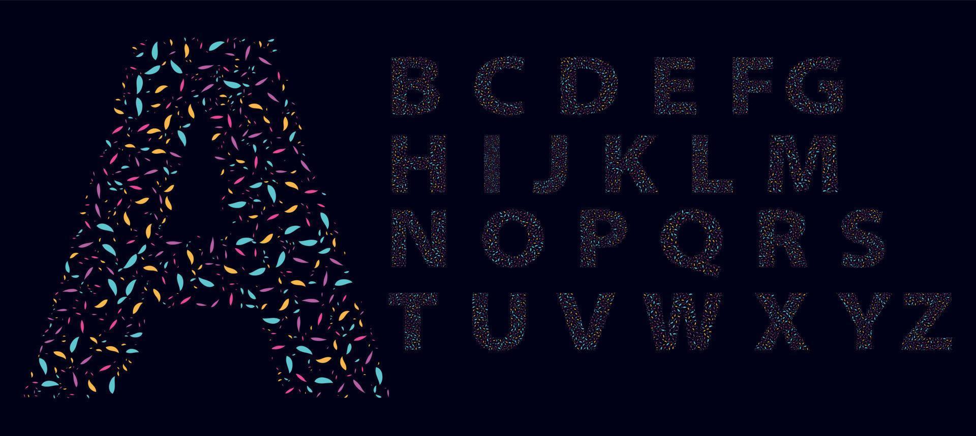 conjunto de preenchimento de cor de festa de letras do alfabeto vetor