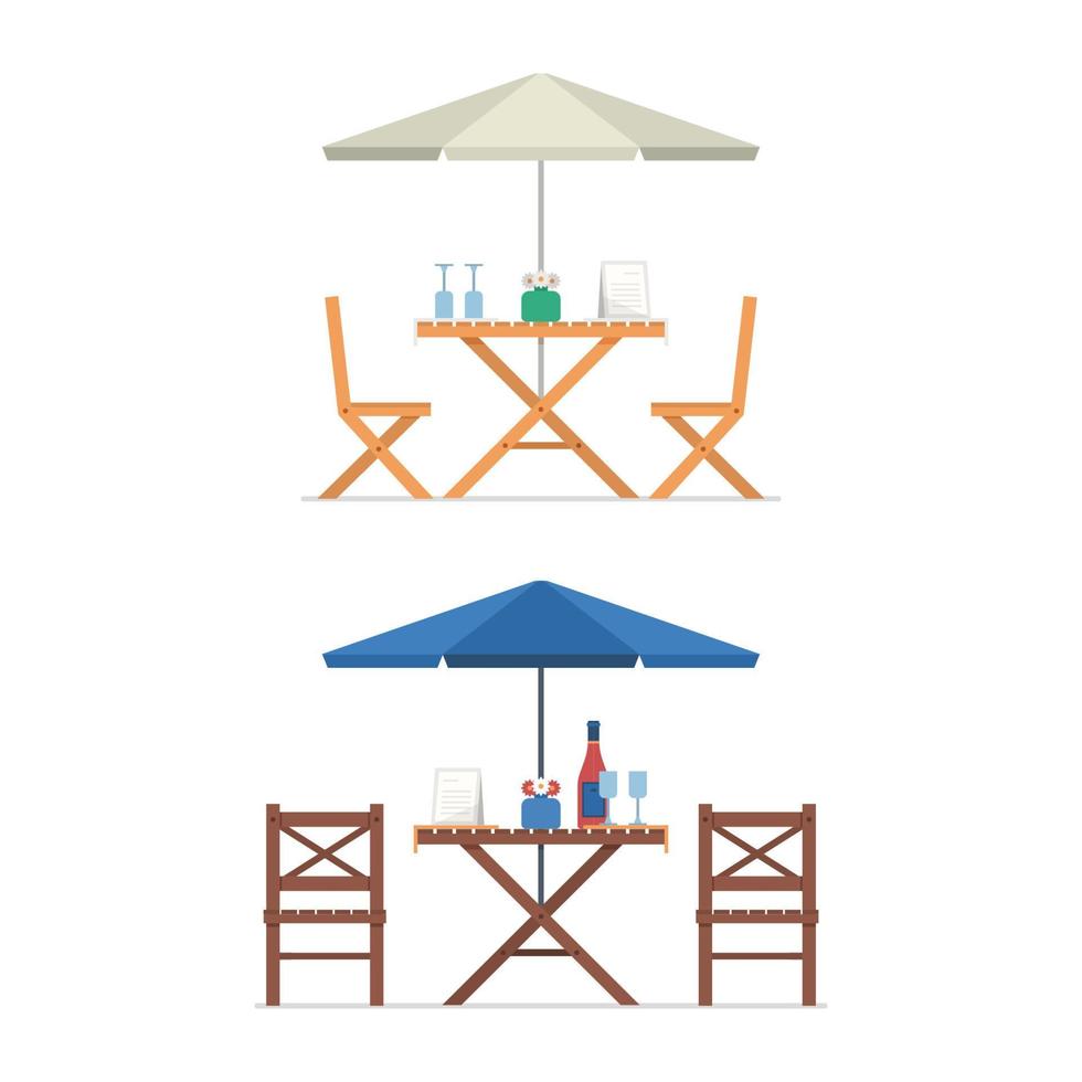 mesa e cadeiras ao ar livre vetor