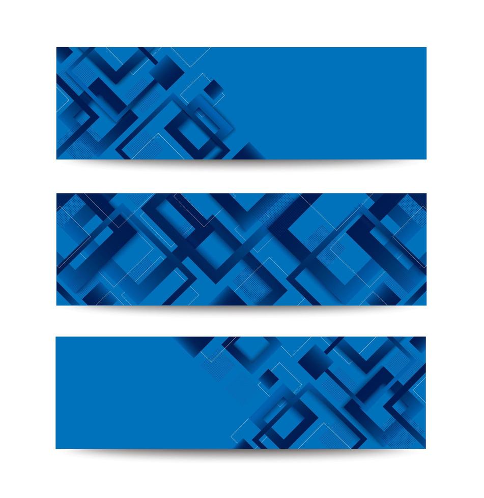 conjunto de banner moderno gradiente de diamante azul moderno vetor