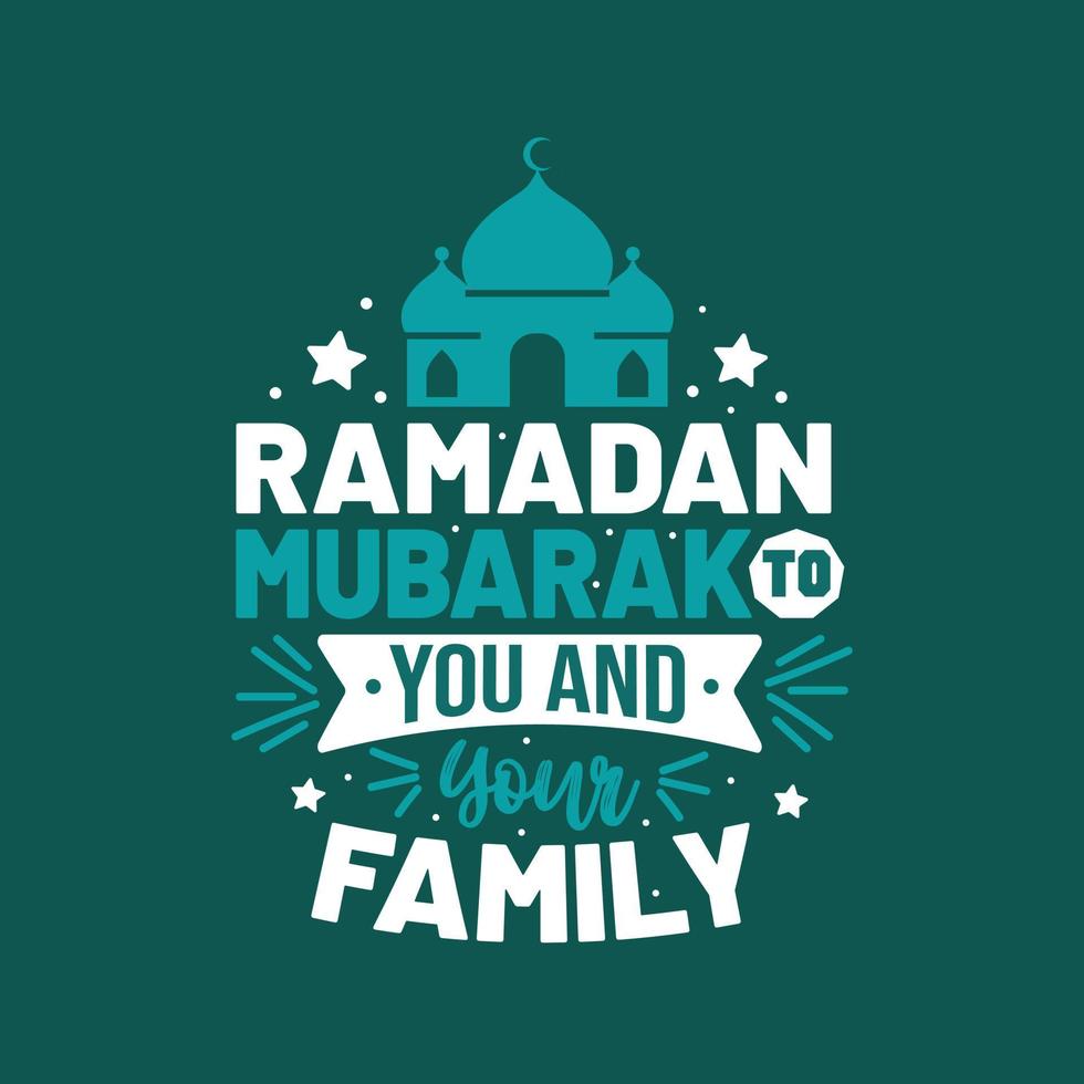 Ramadan Mubarak para você e sua família - cartão de felicitações para o mês sagrado do Ramadã Mubarak. vetor