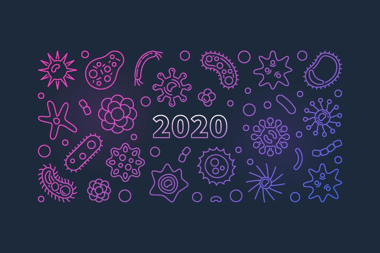 2020 - bandeira horizontal linear colorida do conceito de vetor pandêmico