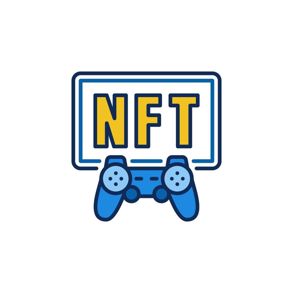 nft com ícone colorido de joystick - sinal de token de jogo não fungível vetorial vetor