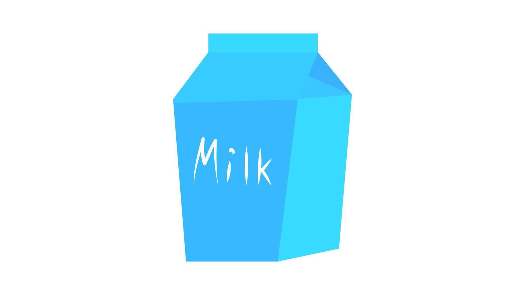 caixa de leite empena close-up. pacote de leite de vaca isolado em cinza vetor