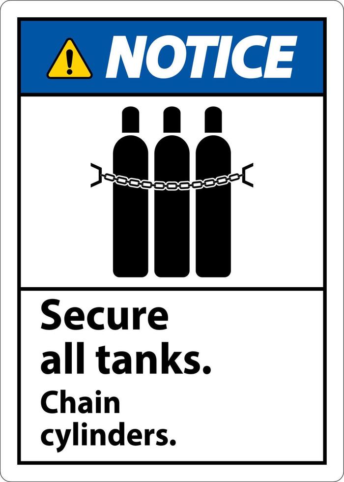 sinal de aviso seguro todos os tanques, cilindros de corrente vetor