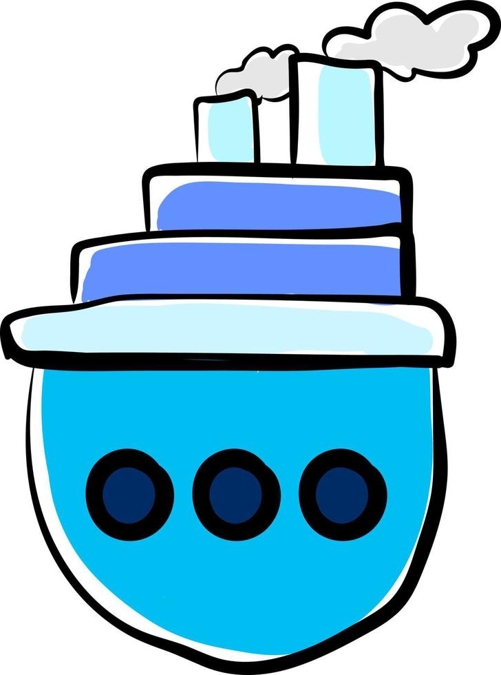 navio azul, ilustração, vetor em fundo branco.