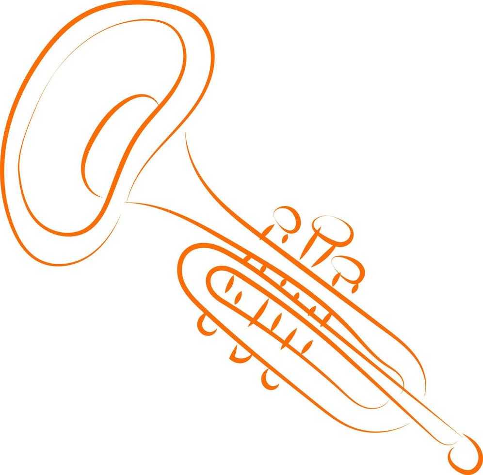 desenho de trompete, ilustração, vetor em fundo branco.