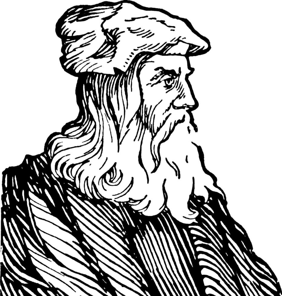 leonardo da vinci, ilustração vintage vetor