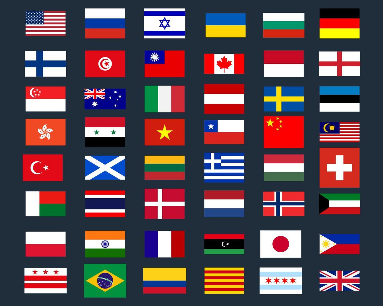 conjunto de bandeiras de diferentes países vetor