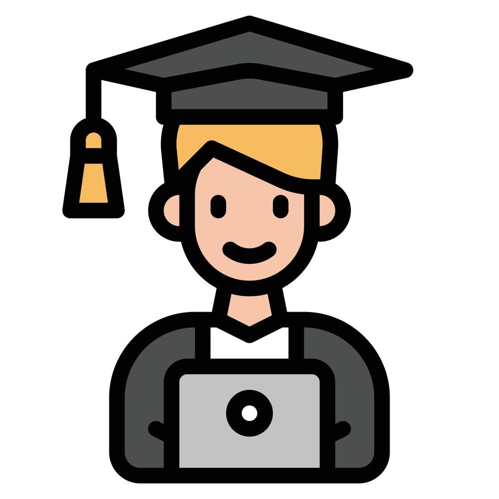 ilustração em vetor linha ícone aprendizagem online. Educação . tecnologia